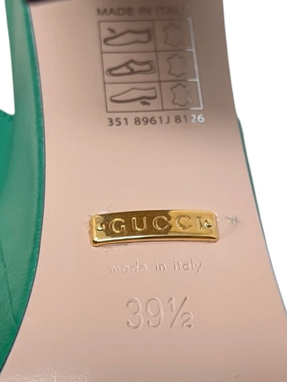 NEW Gucci Green Horsebit Platform Slingback Chunky Block Heel Pumps Size EU 39.5